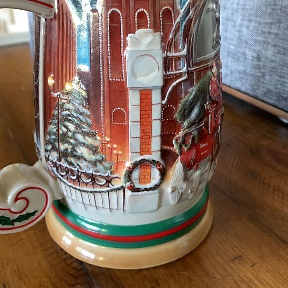 1997 Budweiser Beer 3D Stein HOME FOR THE HOLIDAYS Clydesdales Christmas Mug - Picture 7 of 11